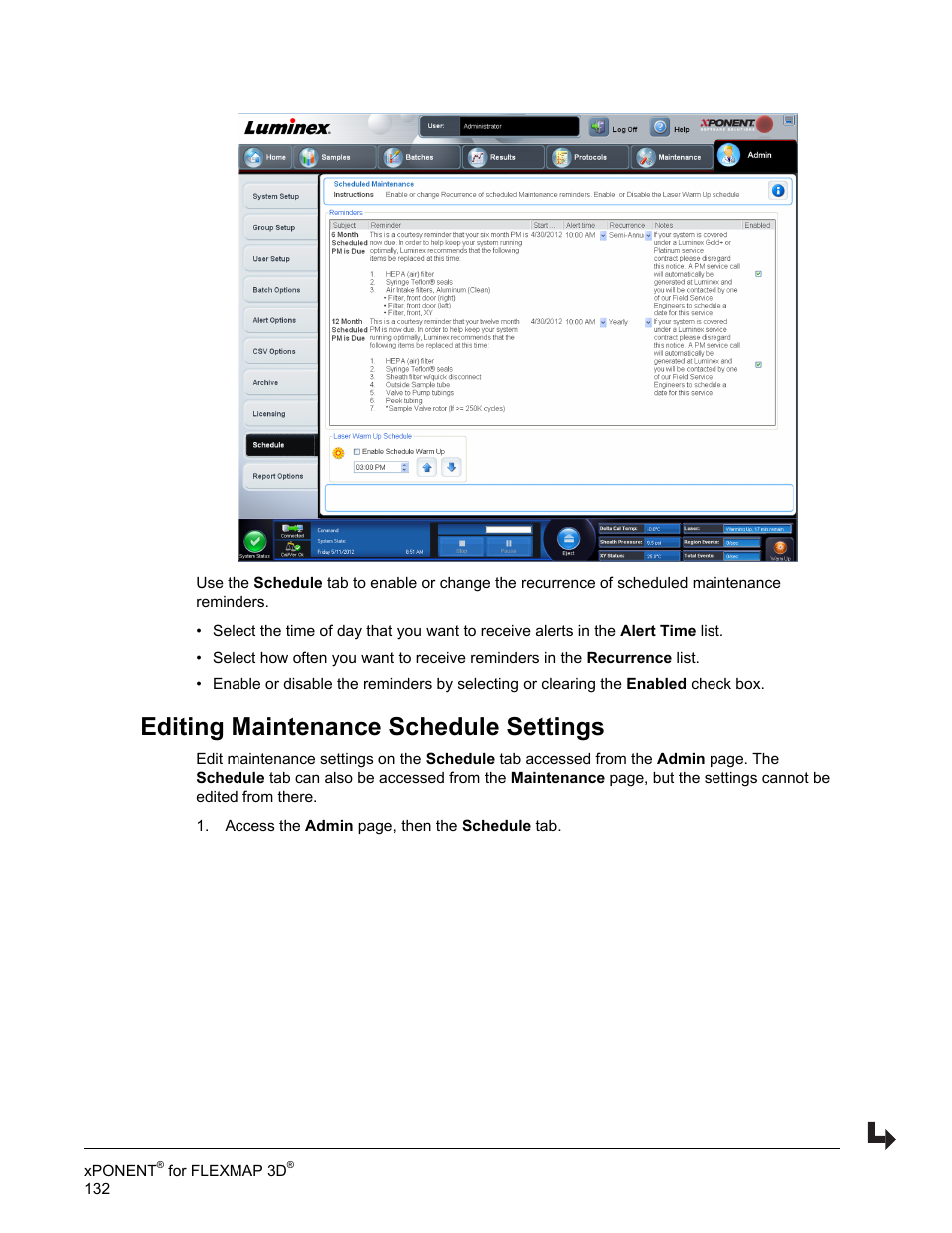 Editing maintenance schedule settings | Luminex xPONENT 4.2 for FLEXMAP User Manual | Page 146 / 148