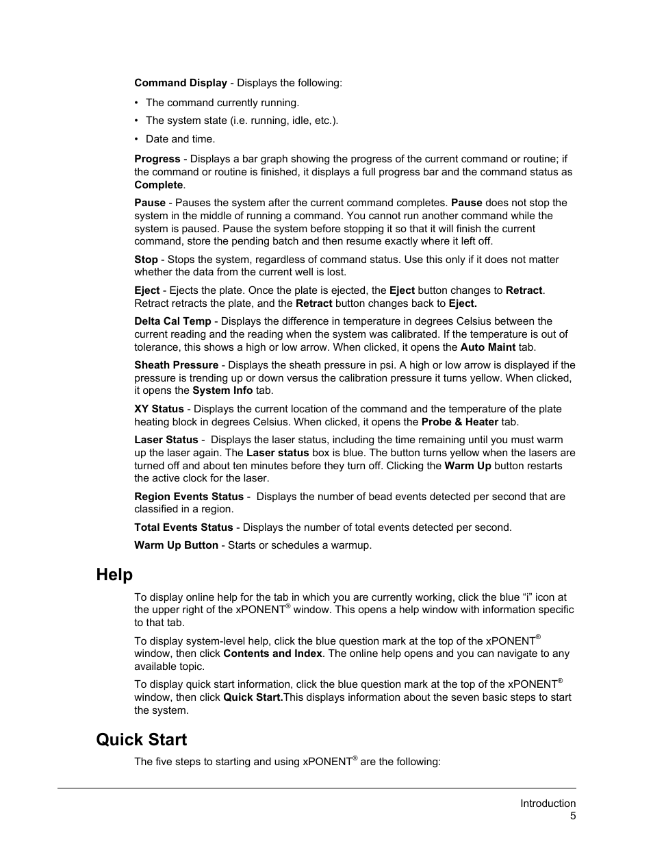 Help, Quick start, Help quick start | Luminex xPONENT 4.2 for FLEXMAP User Manual | Page 19 / 148
