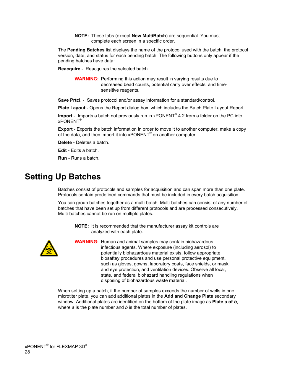 Setting up batches | Luminex xPONENT 4.2 for FLEXMAP User Manual | Page 42 / 148