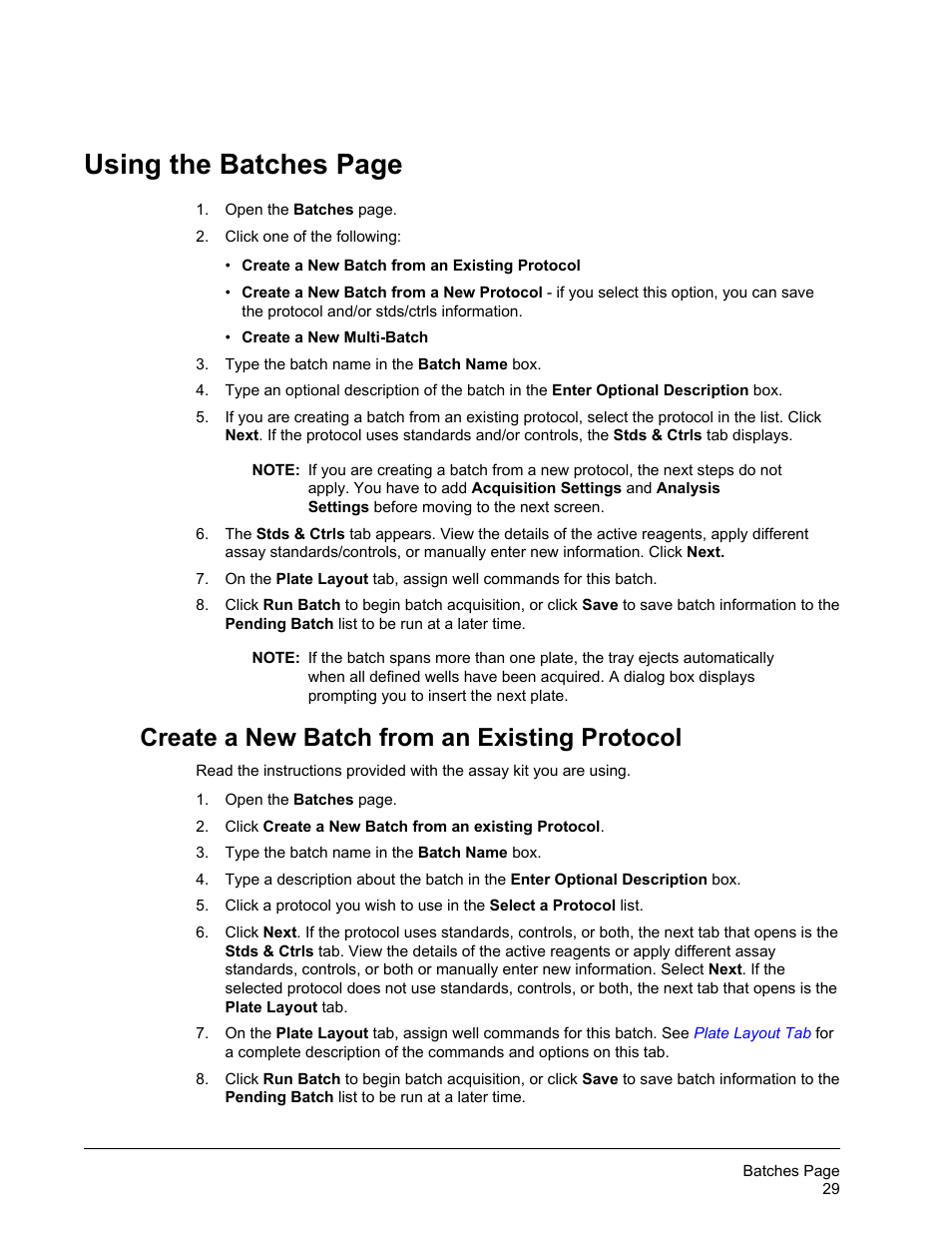 Create a new batch from an existing protocol, Using the batches page | Luminex xPONENT 4.2 for FLEXMAP User Manual | Page 43 / 148