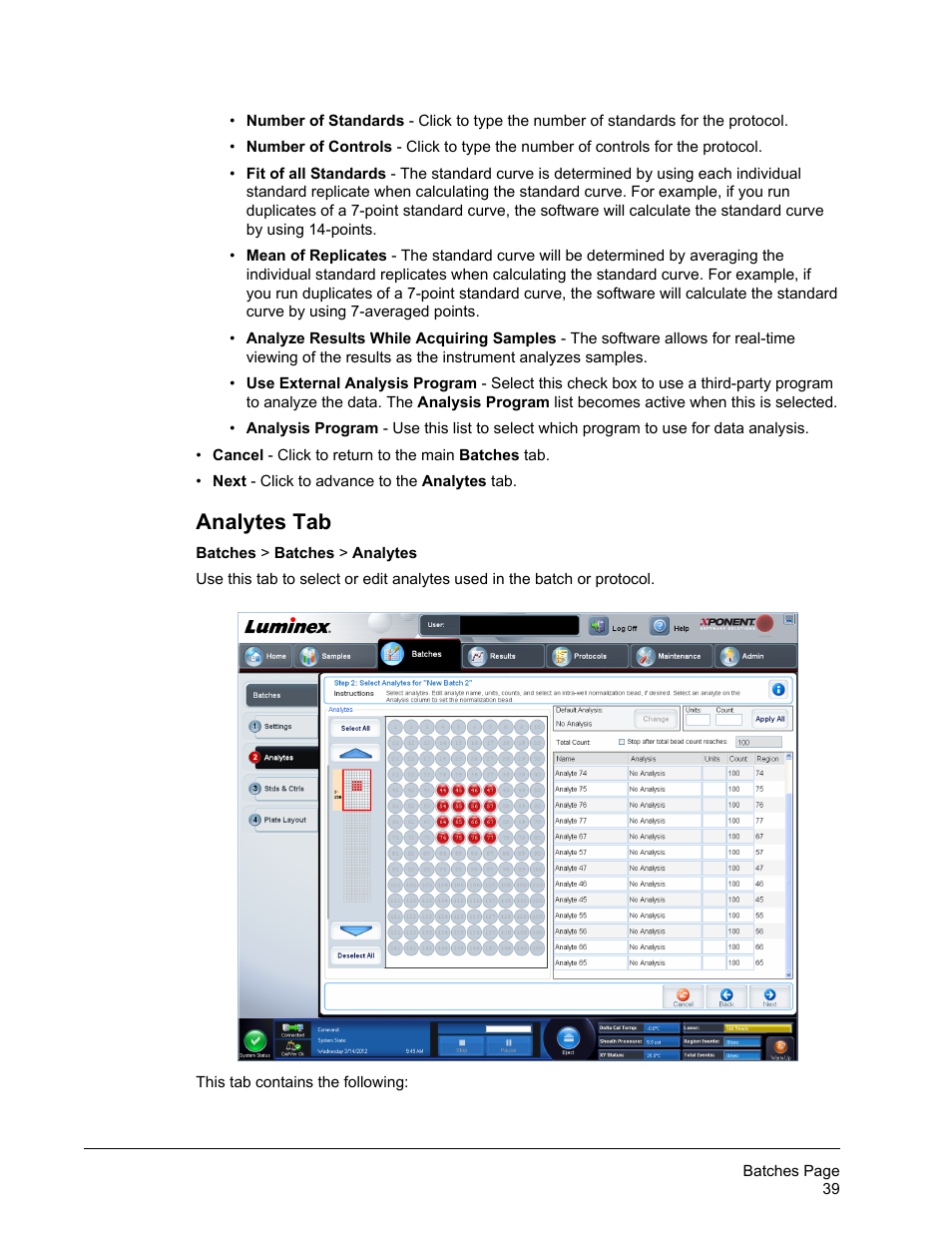Analytes tab | Luminex xPONENT 4.2 for FLEXMAP User Manual | Page 53 / 148