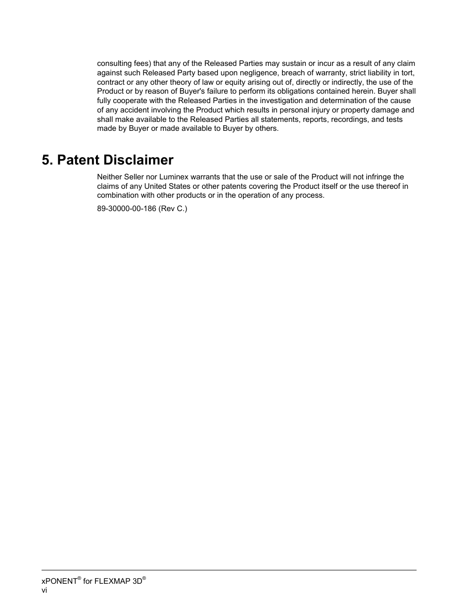 Patent disclaimer | Luminex xPONENT 4.2 for FLEXMAP User Manual | Page 6 / 148