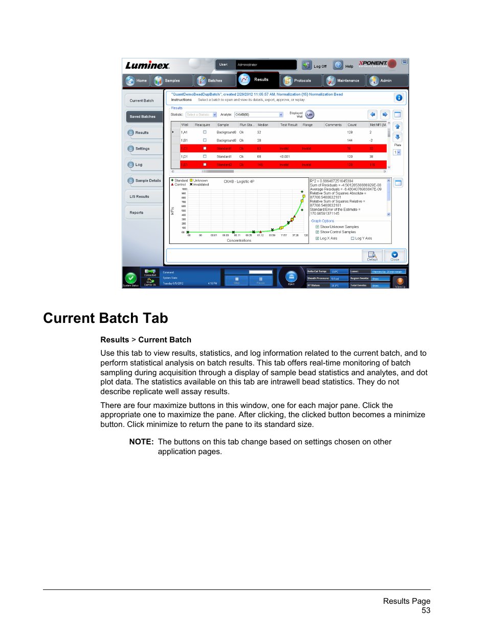 Current batch tab | Luminex xPONENT 4.2 for FLEXMAP User Manual | Page 67 / 148