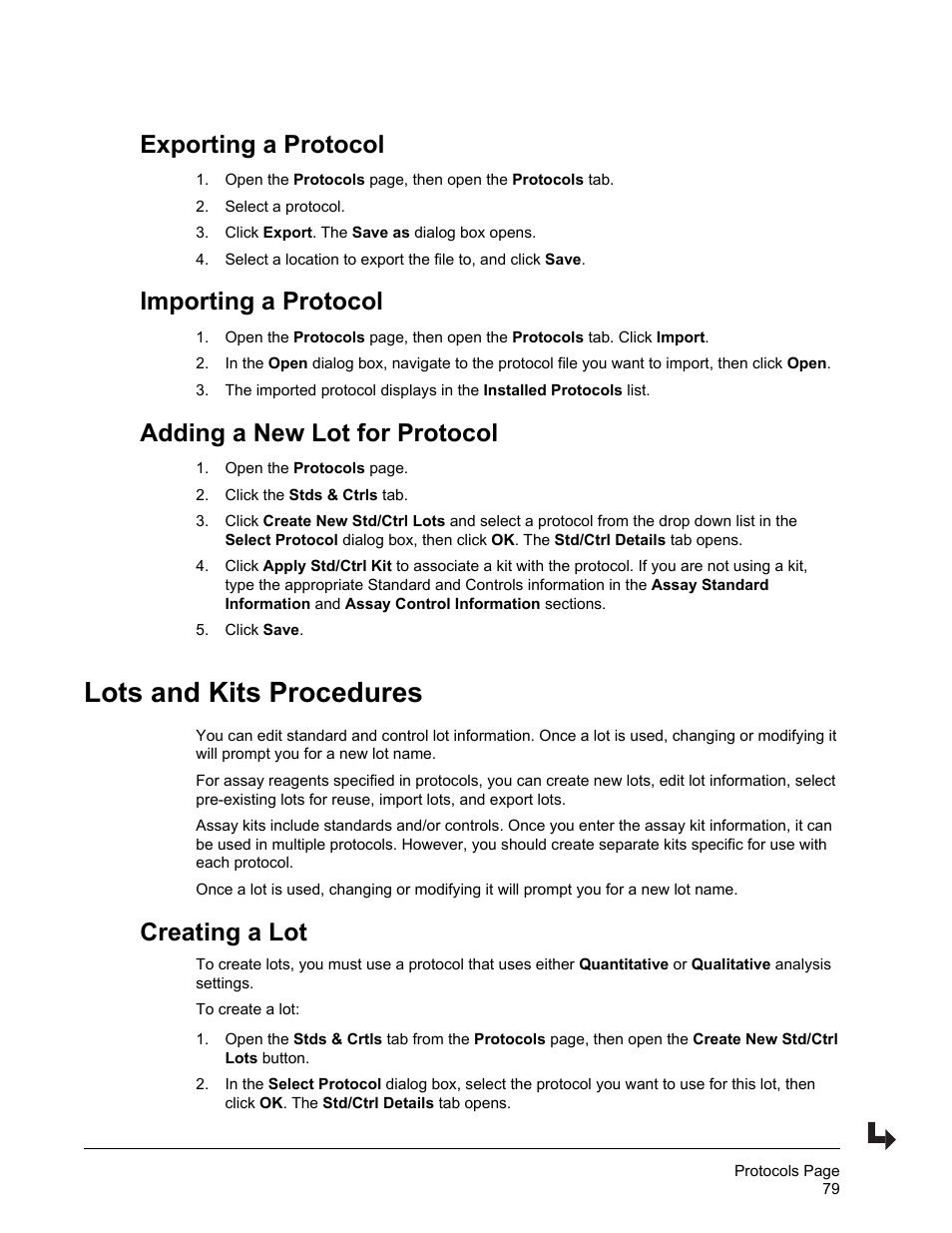 Exporting a protocol, Importing a protocol, Adding a new lot for protocol | Lots and kits procedures, Creating a lot | Luminex xPONENT 4.2 for FLEXMAP User Manual | Page 93 / 148