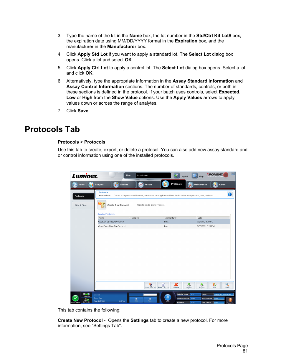 Protocols tab | Luminex xPONENT 4.2 for FLEXMAP User Manual | Page 95 / 148