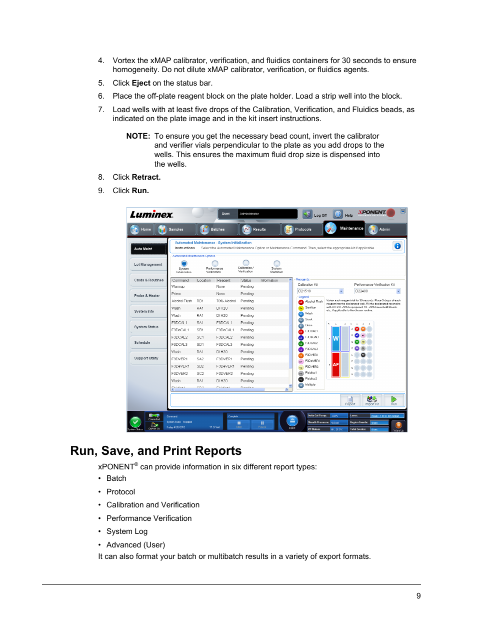 Run, save, and print reports | Luminex xPONENT 4.2 for FLEXMAP 3D User Manual | Page 13 / 20