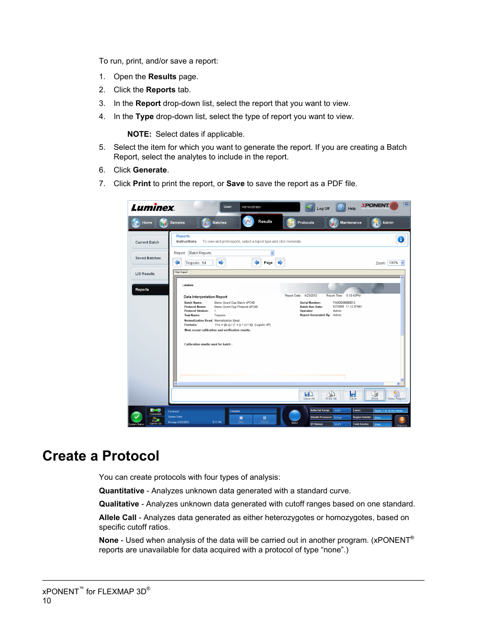 Create a protocol | Luminex xPONENT 4.2 for FLEXMAP 3D User Manual | Page 14 / 20