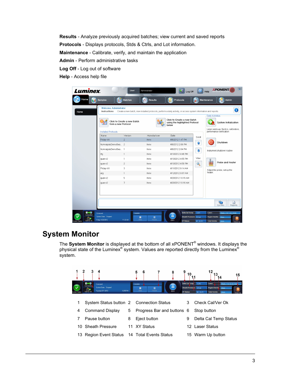 System monitor | Luminex xPONENT 4.2 for FLEXMAP 3D User Manual | Page 7 / 20