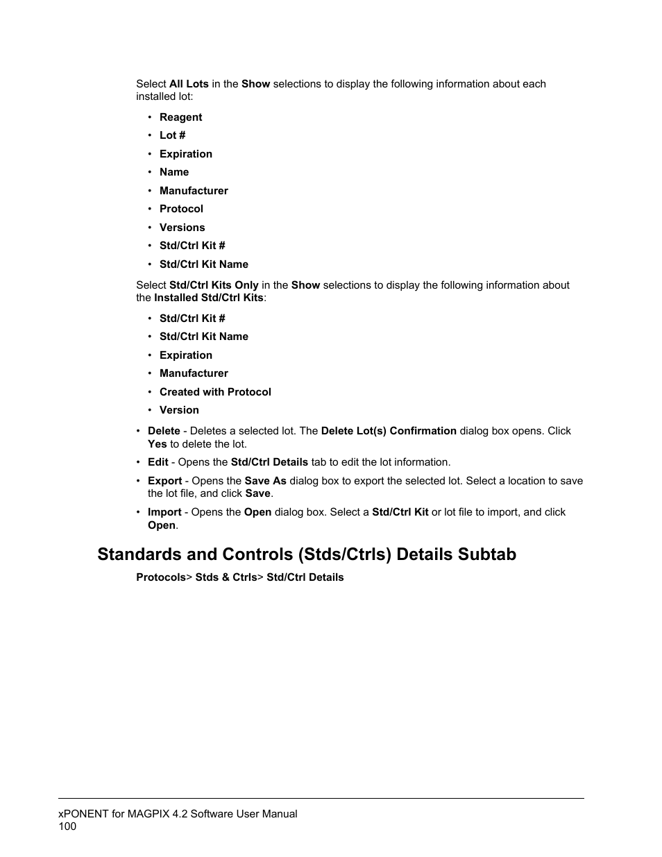 Standards and controls (stds/ctrls) details subtab | Luminex xPONENT for MAGPIX 4.2 User Manual | Page 113 / 164