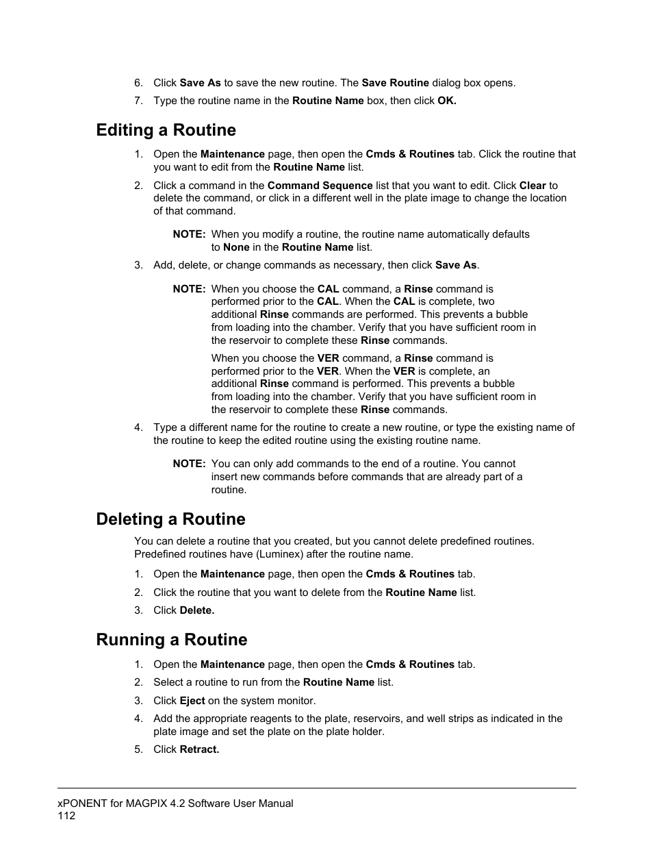 Editing a routine, Deleting a routine, Running a routine | Luminex xPONENT for MAGPIX 4.2 User Manual | Page 125 / 164