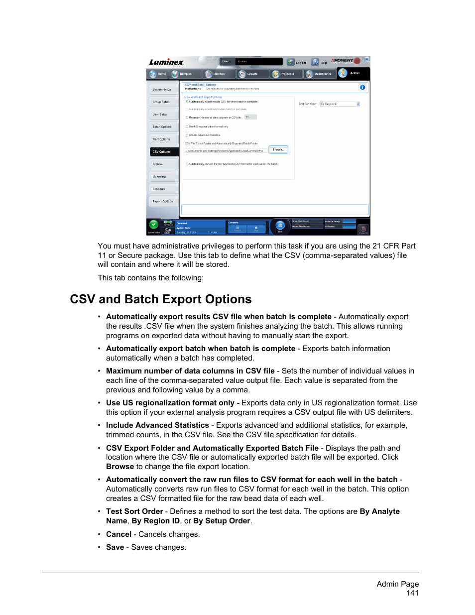 Csv and batch export options | Luminex xPONENT for MAGPIX 4.2 User Manual | Page 154 / 164