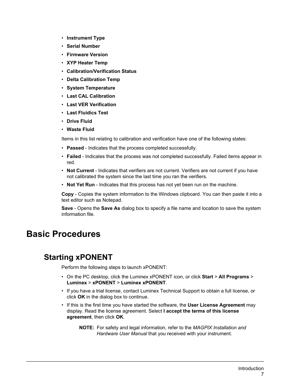 Basic procedures, Starting xponent | Luminex xPONENT for MAGPIX 4.2 User Manual | Page 20 / 164