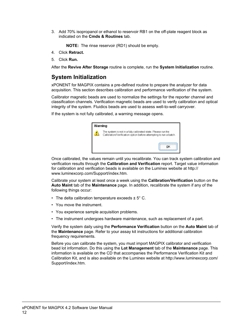 System initialization | Luminex xPONENT for MAGPIX 4.2 User Manual | Page 25 / 164