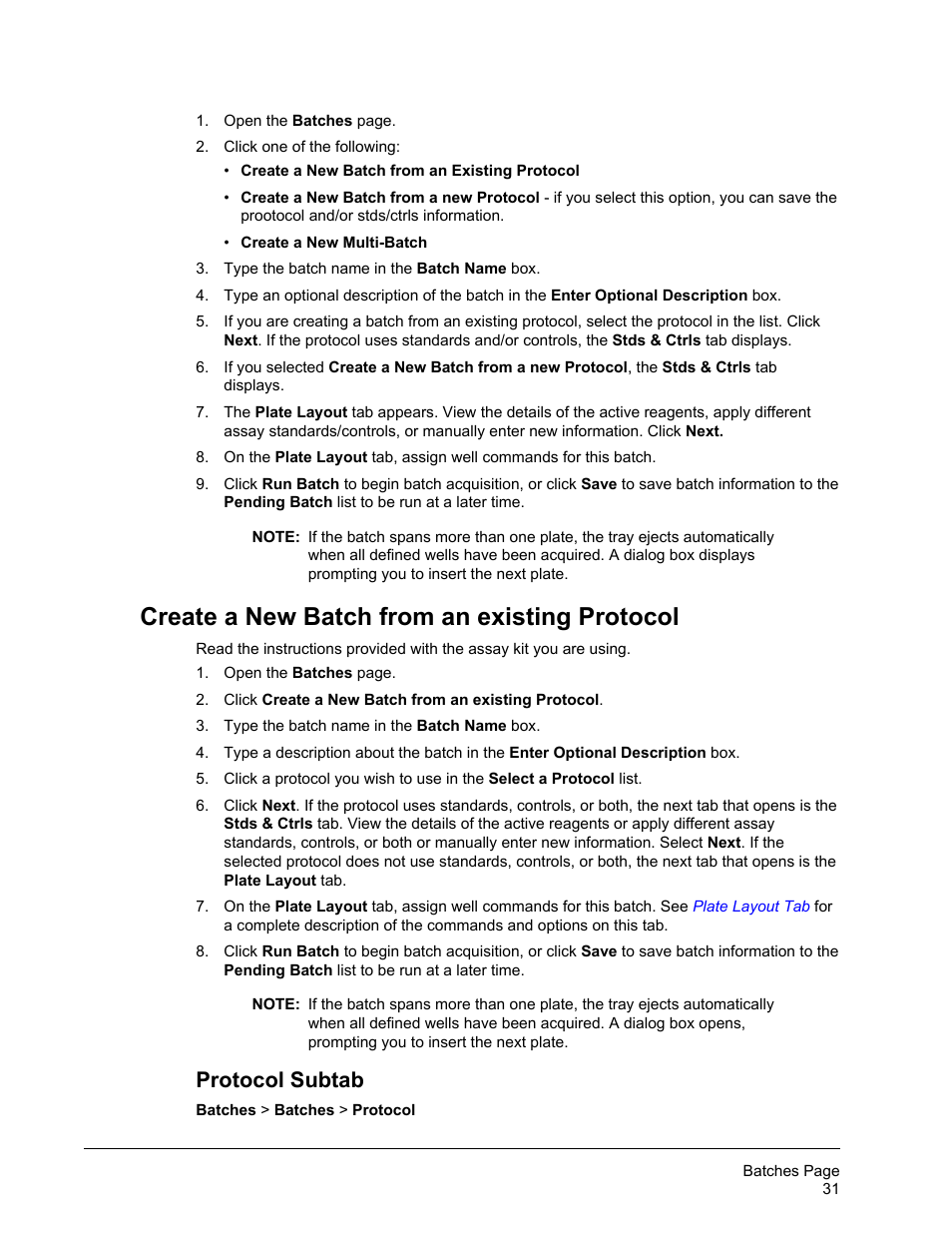 Create a new batch from an existing protocol, Protocol subtab | Luminex xPONENT for MAGPIX 4.2 User Manual | Page 44 / 164