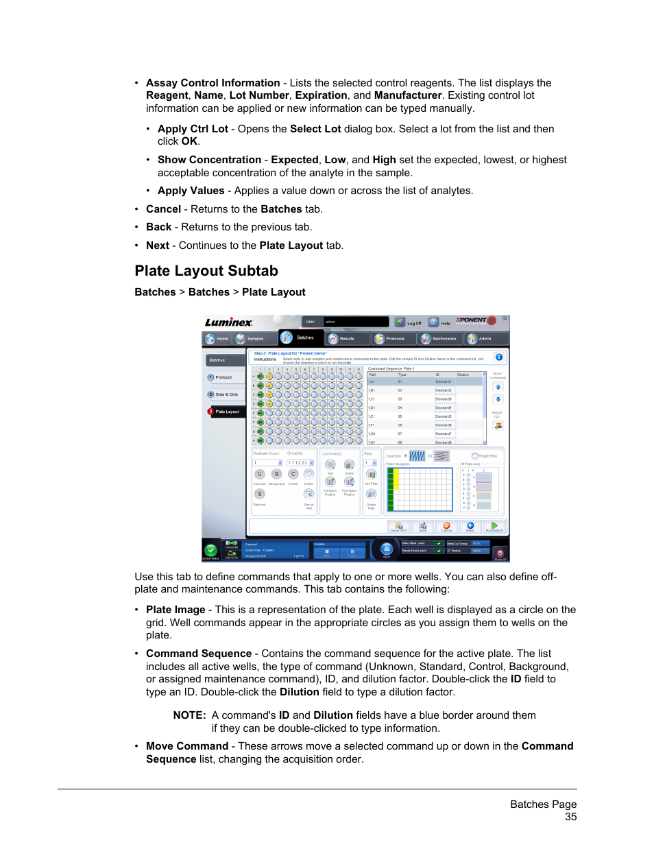 Plate layout subtab | Luminex xPONENT for MAGPIX 4.2 User Manual | Page 48 / 164