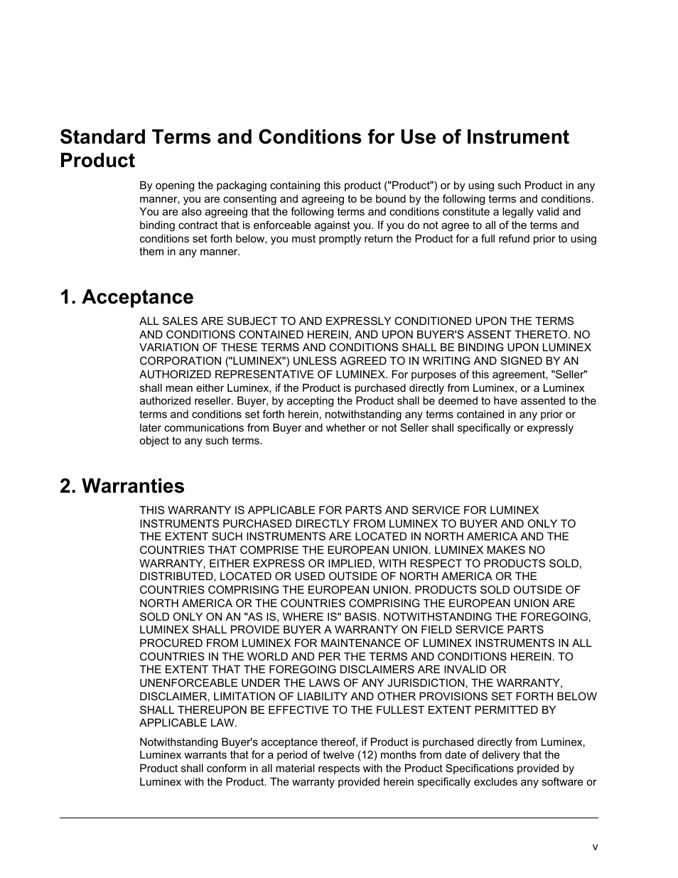Acceptance, Warranties | Luminex xPONENT for MAGPIX 4.2 User Manual | Page 6 / 164
