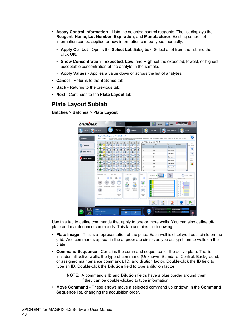 Plate layout subtab | Luminex xPONENT for MAGPIX 4.2 User Manual | Page 61 / 164