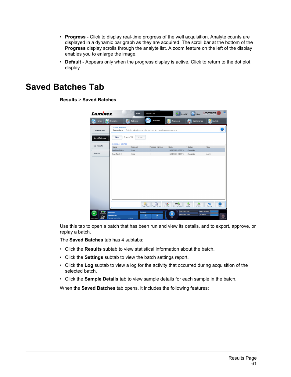 Saved batches tab | Luminex xPONENT for MAGPIX 4.2 User Manual | Page 74 / 164