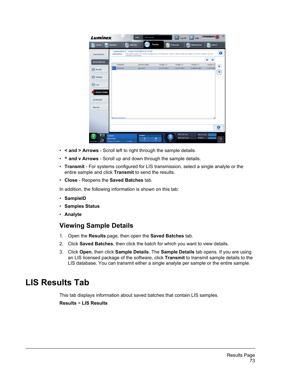 Viewing sample details, Lis results tab | Luminex xPONENT for MAGPIX 4.2 User Manual | Page 86 / 164