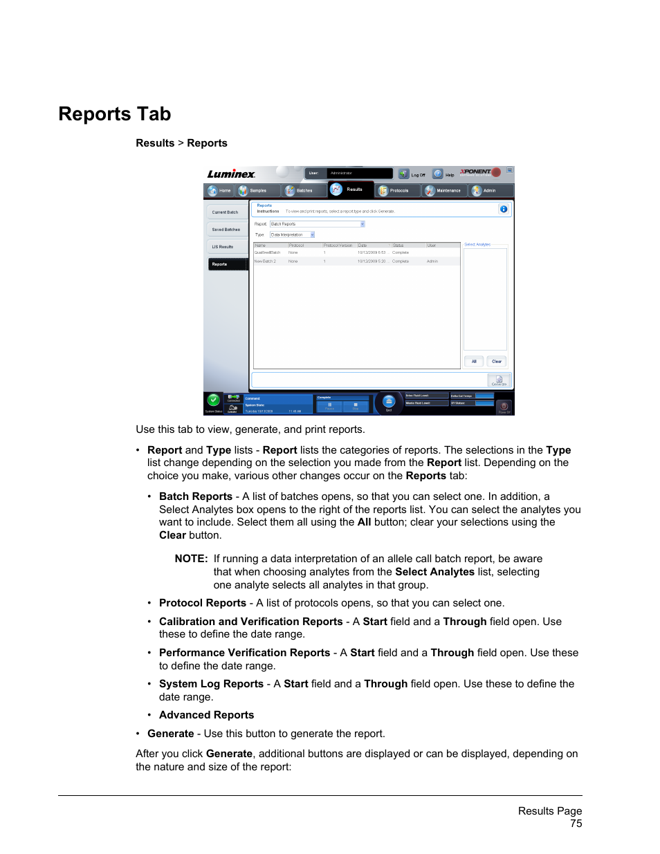 Reports tab | Luminex xPONENT for MAGPIX 4.2 User Manual | Page 88 / 164