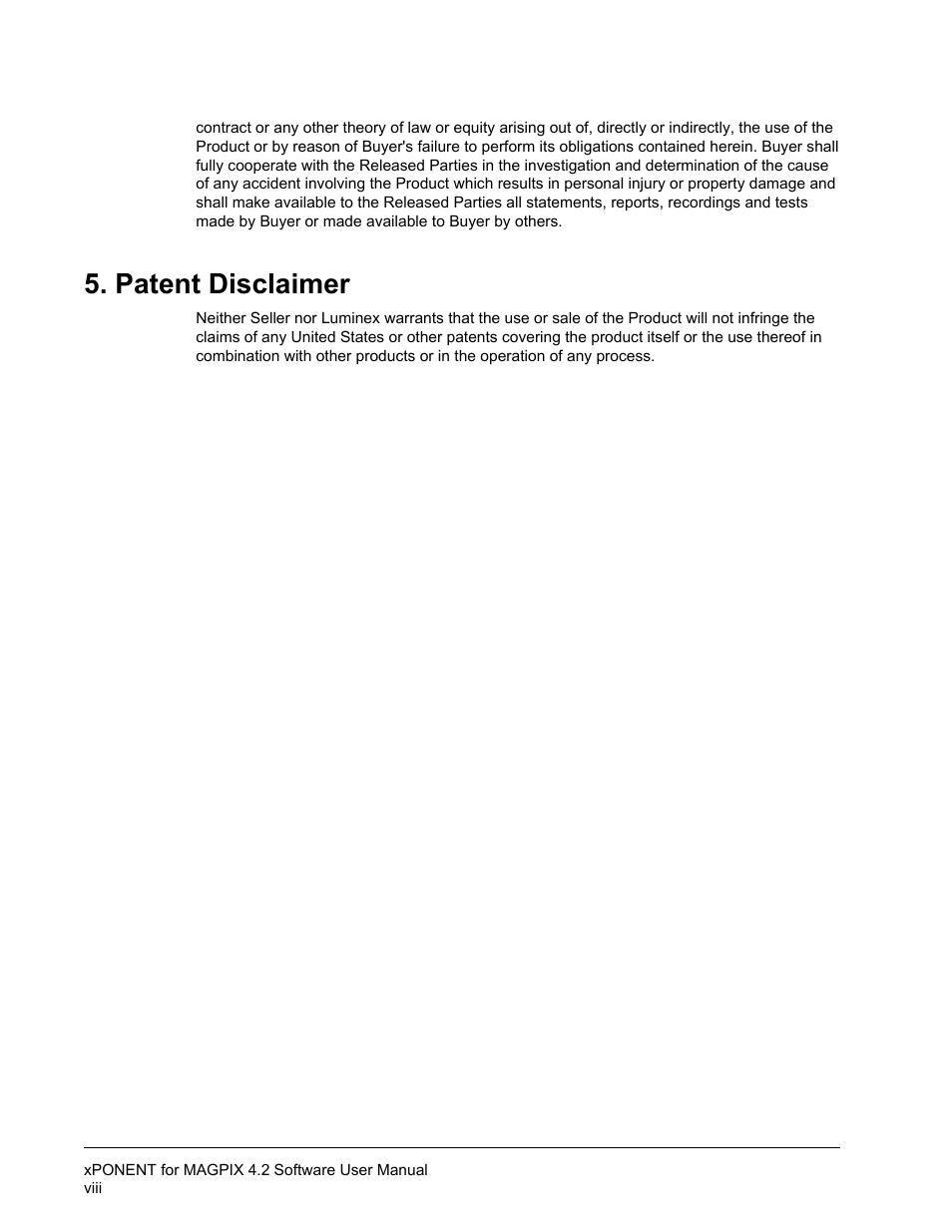 Patent disclaimer | Luminex xPONENT for MAGPIX 4.2 User Manual | Page 9 / 164