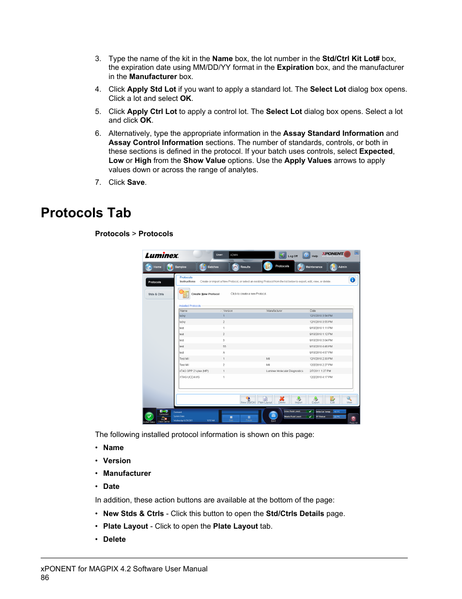 Protocols tab | Luminex xPONENT for MAGPIX 4.2 User Manual | Page 99 / 164