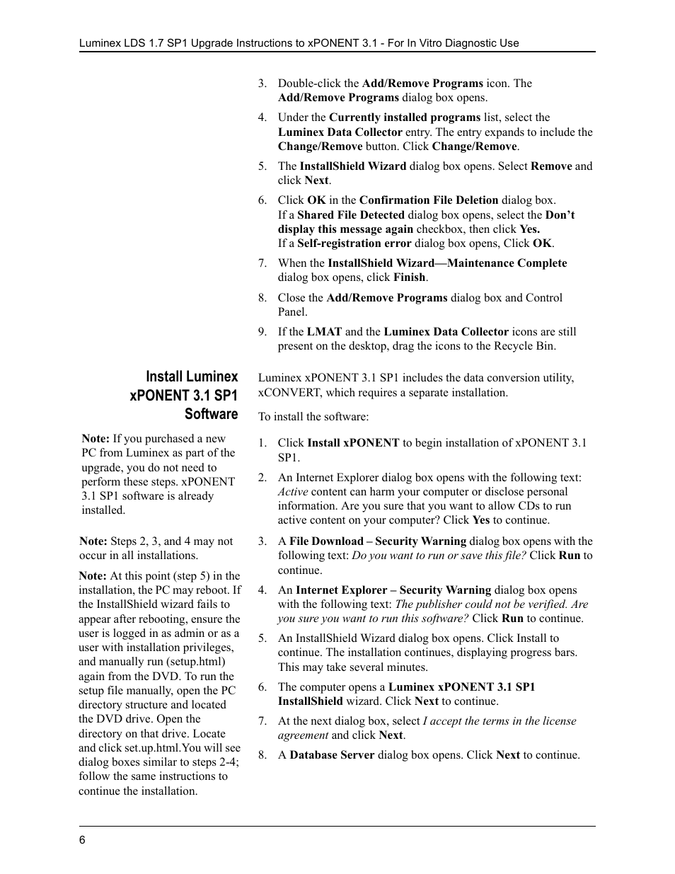 Install luminex xponent 3.1 sp1 software | Luminex LDS 1.7 SP1 to xPONENT 3.1 Rev 2 Upgrade Instructions User Manual | Page 10 / 16
