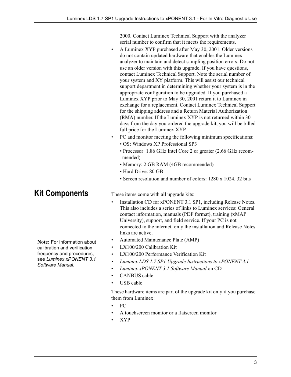 Kit components | Luminex LDS 1.7 SP1 to xPONENT 3.1 Rev 2 Upgrade Instructions User Manual | Page 7 / 16