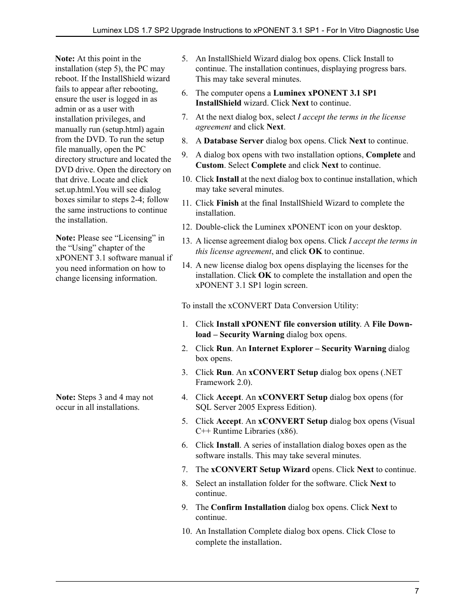 Luminex LDS 1.7 SP2 to xPONENT 3.1 Rev 2 Upgrade Instructions User Manual | Page 11 / 12