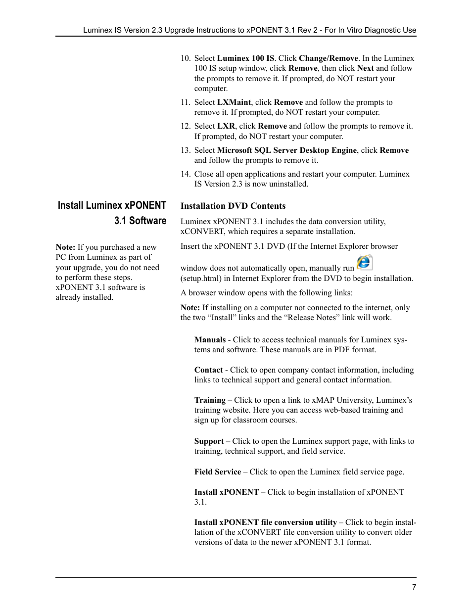 Install luminex xponent 3.1 software | Luminex IS 2.3 to xPONENT 3.1 Rev 2 Upgrade Instructions User Manual | Page 11 / 16