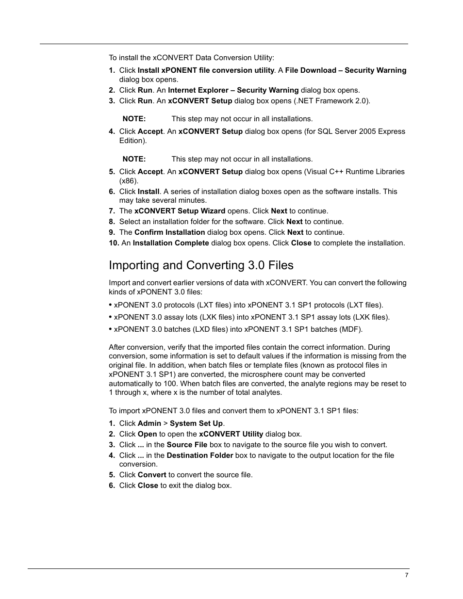 Importing and converting 3.0 files | Luminex xPONENT 3.0 to xPONENT 3.1 Rev 2 Upgrade Instructions User Manual | Page 11 / 12