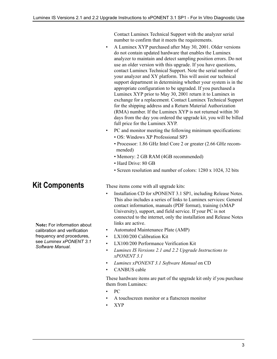 Kit components | Luminex IS 2.1_2.2 to xPONENT 3.1 Rev 2 Upgrade Instructions User Manual | Page 7 / 16