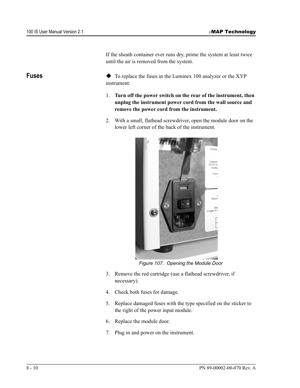 Fuses | Luminex 100 IS User Manual, Version 2.1 User Manual | Page 146 / 188