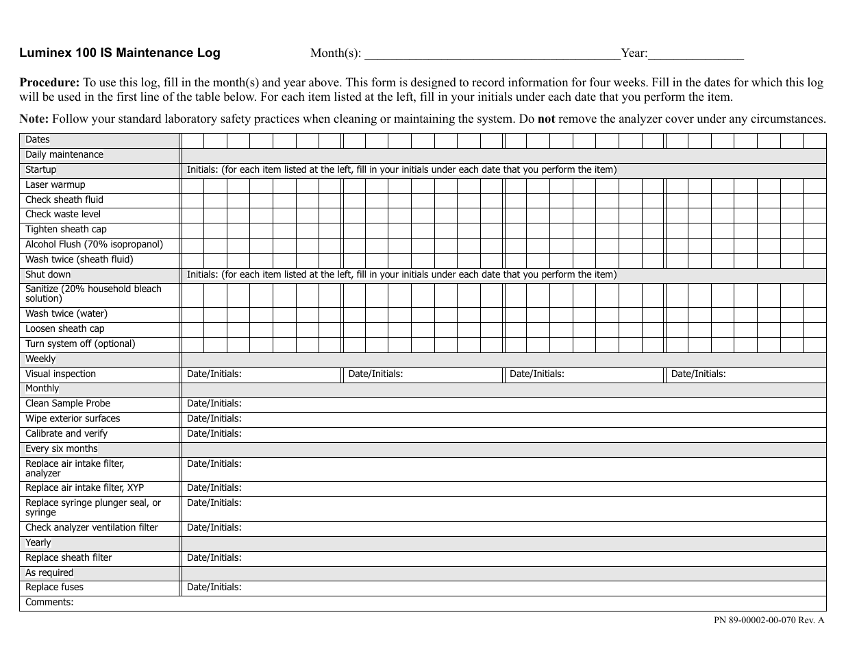 Luminex 100 IS User Manual, Version 2.1 User Manual | Page 149 / 188