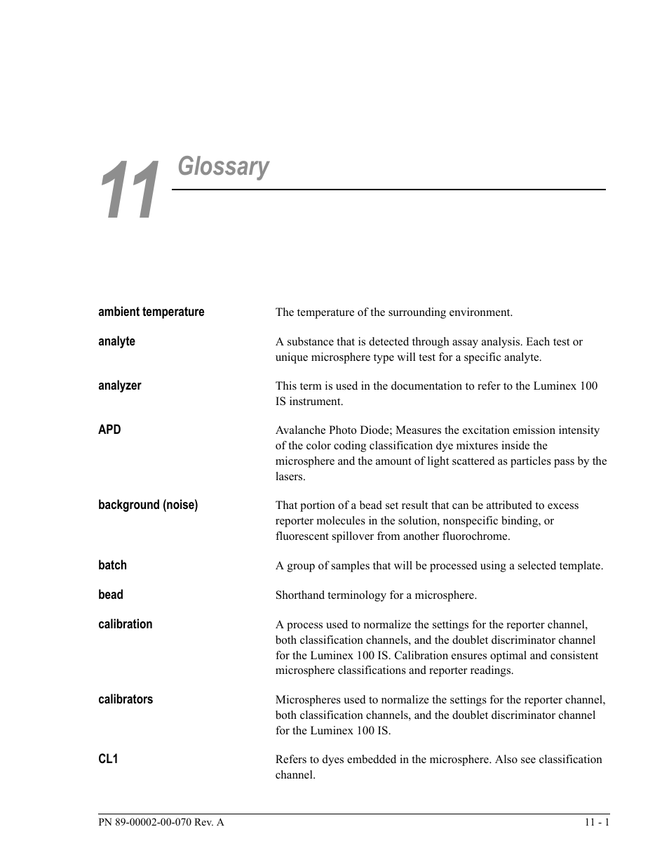 Glossary | Luminex 100 IS User Manual, Version 2.1 User Manual | Page 167 / 188