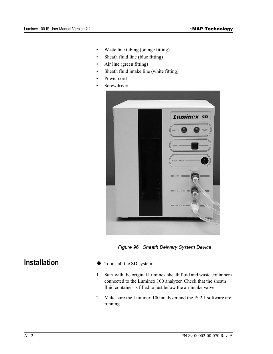 Installation | Luminex 100 IS User Manual, Version 2.1 User Manual | Page 172 / 188