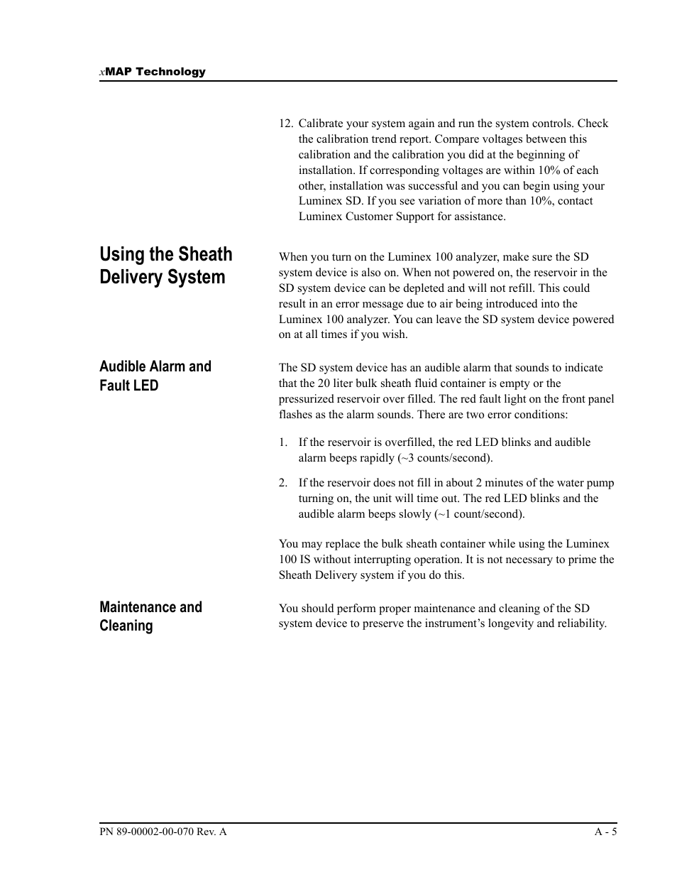 Using the sheath delivery system | Luminex 100 IS User Manual, Version 2.1 User Manual | Page 175 / 188