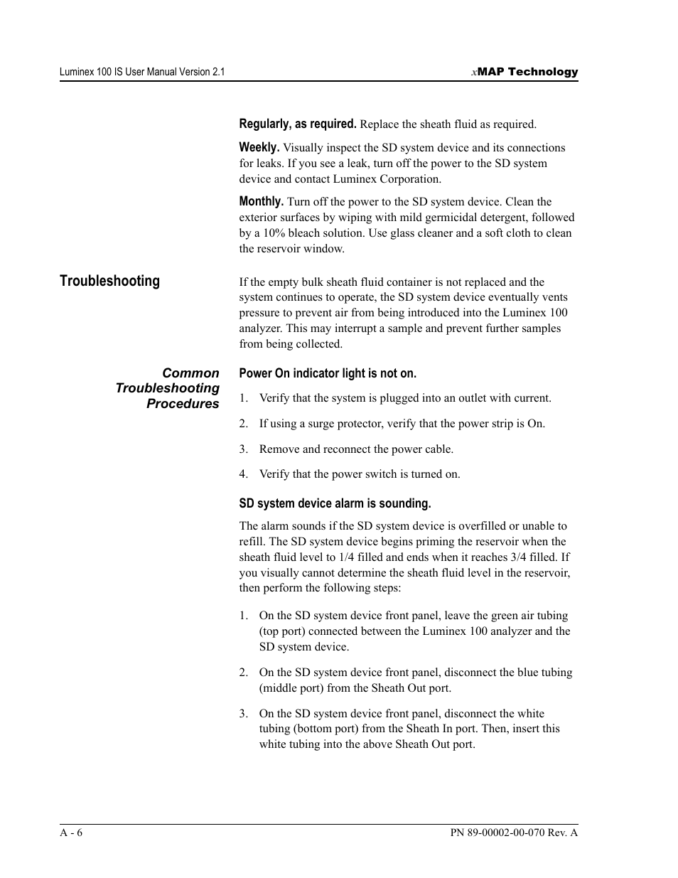 Troubleshooting | Luminex 100 IS User Manual, Version 2.1 User Manual | Page 176 / 188