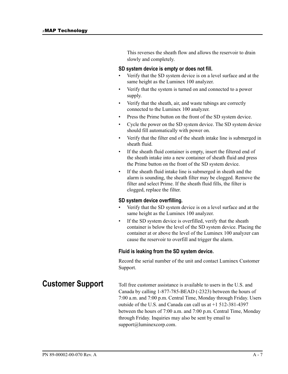 Customer support | Luminex 100 IS User Manual, Version 2.1 User Manual | Page 177 / 188