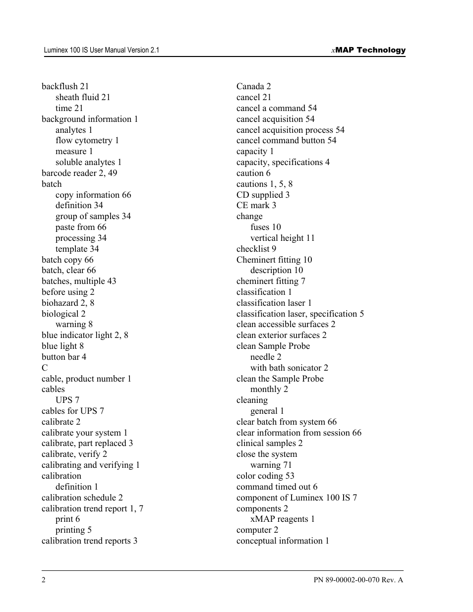 Luminex 100 IS User Manual, Version 2.1 User Manual | Page 180 / 188