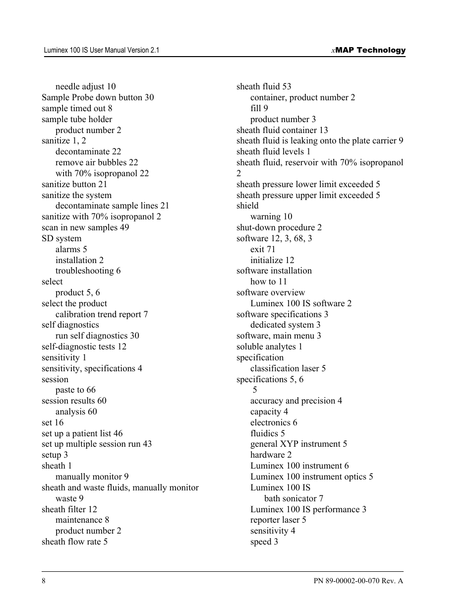 Luminex 100 IS User Manual, Version 2.1 User Manual | Page 186 / 188