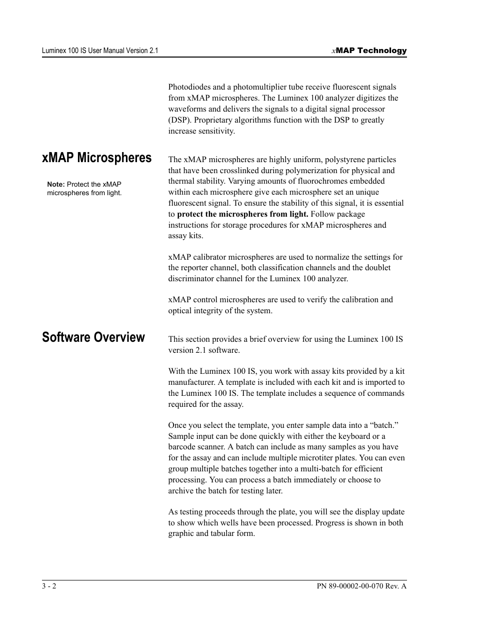 Xmap microspheres, Software overview | Luminex 100 IS User Manual, Version 2.1 User Manual | Page 26 / 188