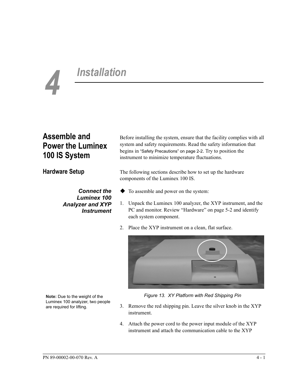 Installation, Assemble and power the luminex 100 is system | Luminex 100 IS User Manual, Version 2.1 User Manual | Page 29 / 188