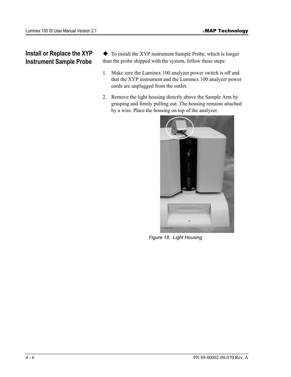 Install or replace the xyp instrument sample probe | Luminex 100 IS User Manual, Version 2.1 User Manual | Page 34 / 188