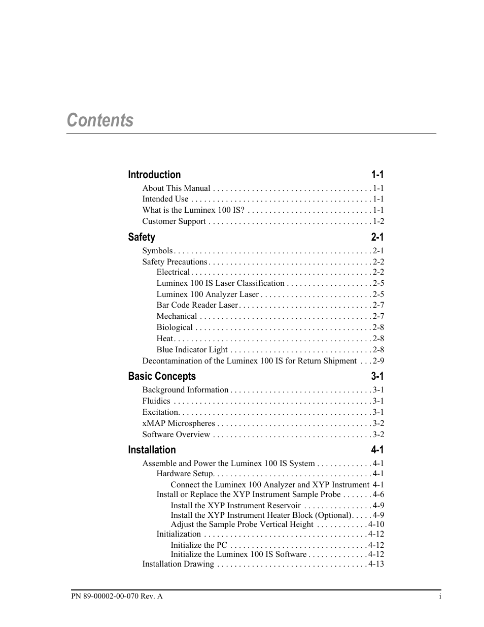 Luminex 100 IS User Manual, Version 2.1 User Manual | Page 5 / 188