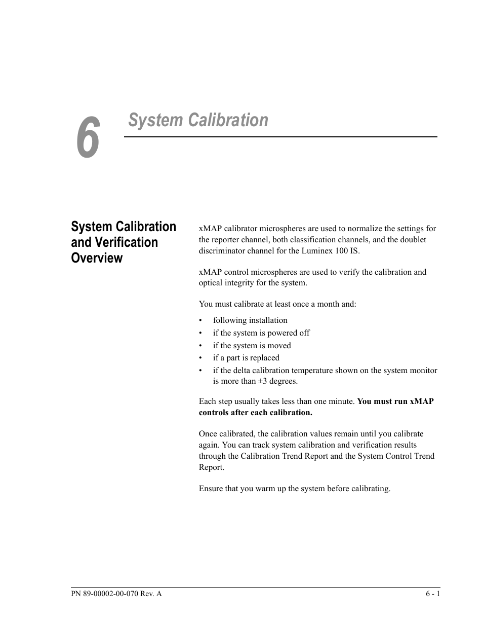 System calibration, System calibration and verification overview | Luminex 100 IS User Manual, Version 2.1 User Manual | Page 57 / 188