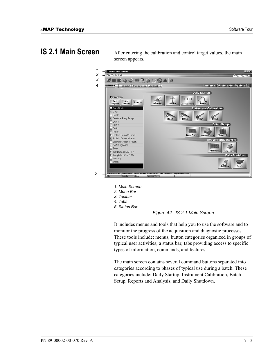 Is 2.1 main screen | Luminex 100 IS User Manual, Version 2.1 User Manual | Page 67 / 188