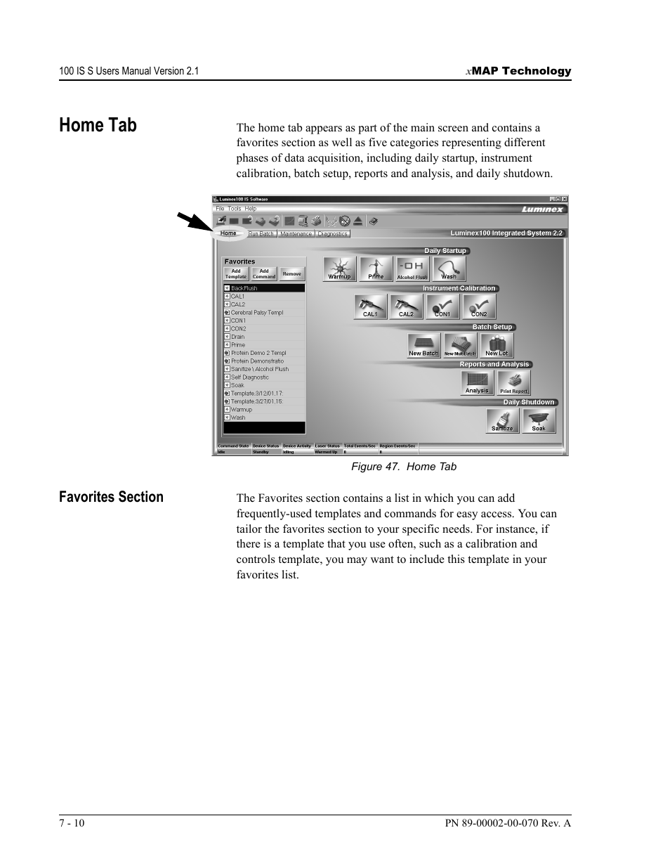 Home tab | Luminex 100 IS User Manual, Version 2.1 User Manual | Page 74 / 188