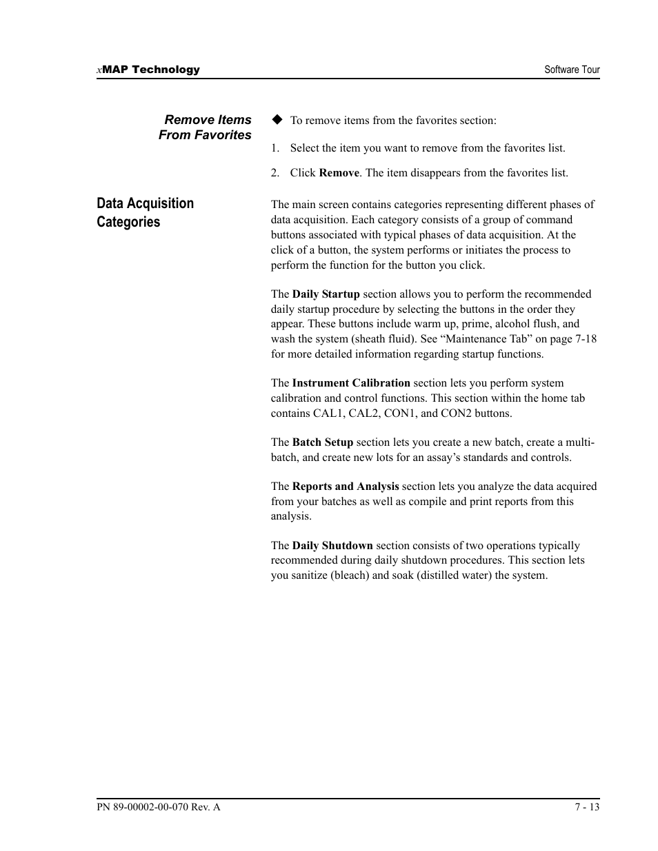 Data acquisition categories | Luminex 100 IS User Manual, Version 2.1 User Manual | Page 77 / 188