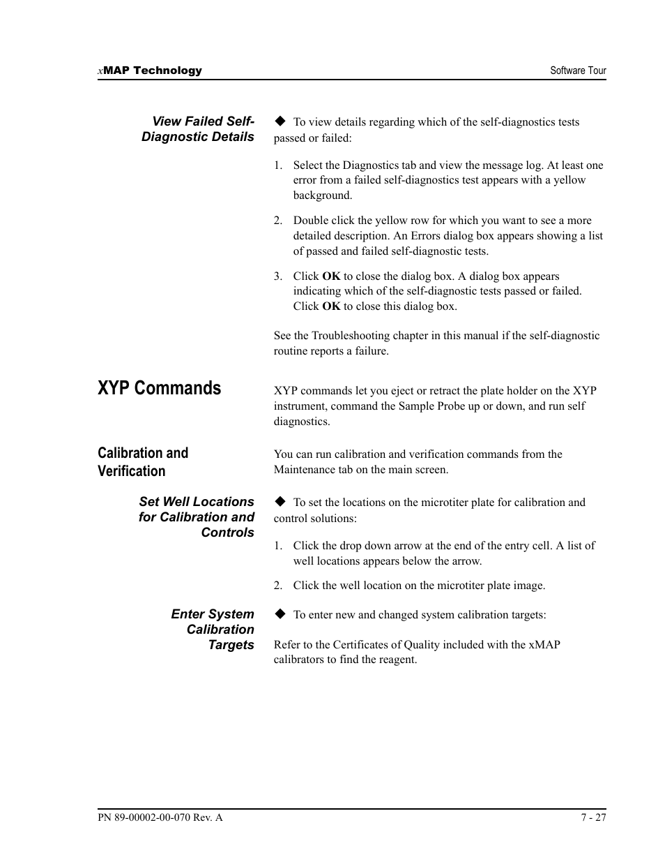 Xyp commands, Calibration and verification | Luminex 100 IS User Manual, Version 2.1 User Manual | Page 91 / 188